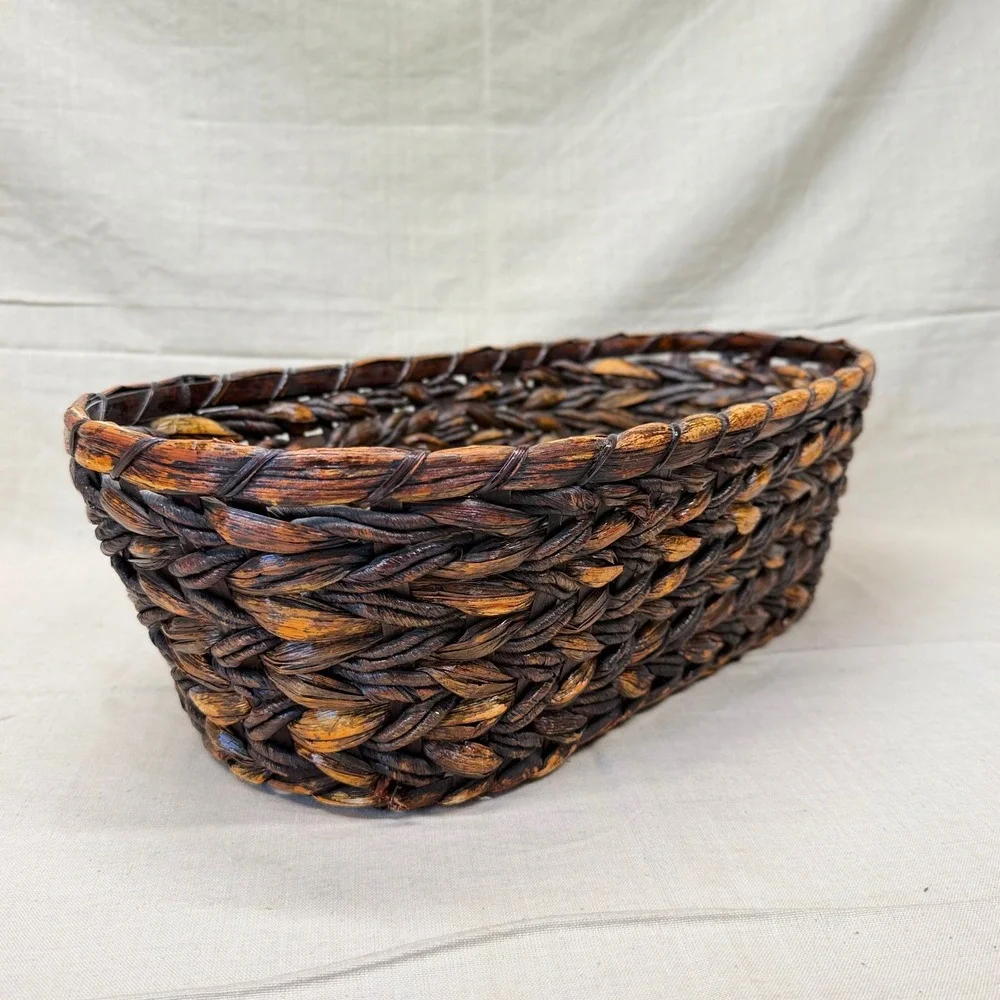Vintage Woven Storage Basket Fruit Basket Pantry Organizer English Cottage 1970s
